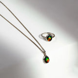 KORITE Essentials oval ammolite pendant in sterling silver