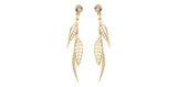 Gold Canadian Diamond Leaf Dangle Earrings