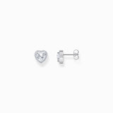 THOMAS SABO Silver heart-shaped halo ear studs with white zirconia