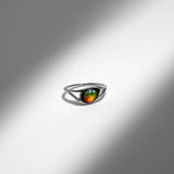 KORITE Essentials teardrop ammolite ring in sterling silver