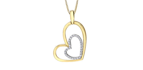 10kt Yellow Gold Diamond Double Heart Necklace