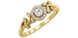 Gold Canadian Diamond Halo Leaf Ring