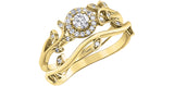 Gold Canadian Diamond Halo Leaf Ring