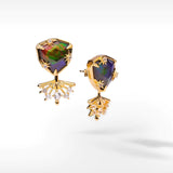 Starlight Trillion Ammolite Stud Earrings with White Topaz Earring Jacket in 18k Gold Vermeil