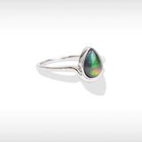 KORITE Essentials teardrop ammolite ring in sterling silver