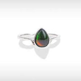 KORITE Essentials teardrop ammolite ring in sterling silver