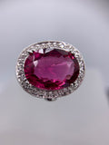 18KT RUBELLITE TOURMALINE DIAMOND RING