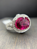 18KT RUBELLITE TOURMALINE DIAMOND RING