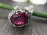 18KT RUBELLITE TOURMALINE DIAMOND RING