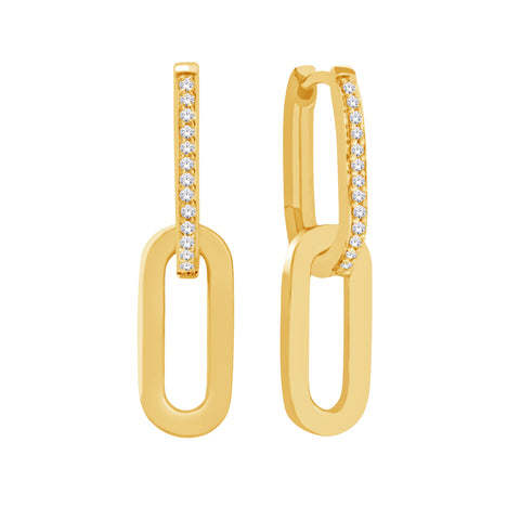10kt Yellow Gold Paperclip Diamond Earrings