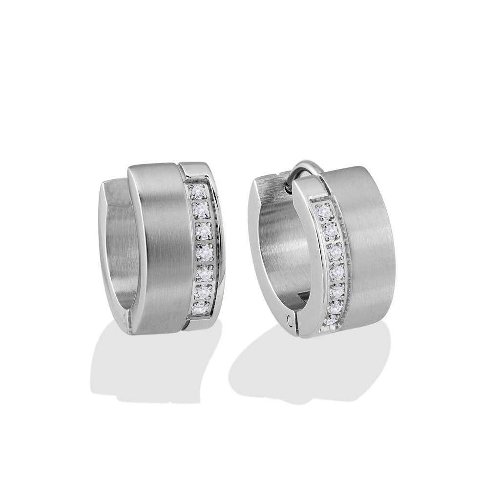 ITALGEM STEEL CZ EARRINGS