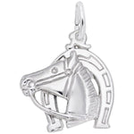 Sterling Silver Horse Head with Horseshoe Pendant