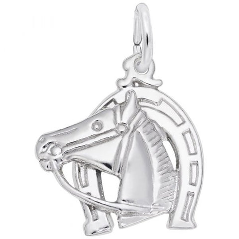 Sterling Silver Horse Head with Horseshoe Pendant