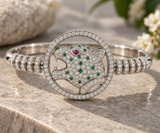 Sterling Silver Panther Pave Zirconia Bangle