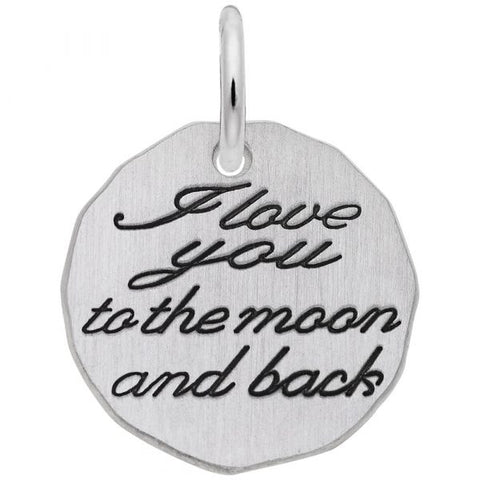 Sterling I Love You to the Moon and Back Tag Charm Pendant