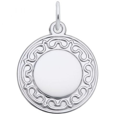 Sterling Silver Ornate Round Disc Pendant