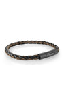 ITALGEM Black and Brown Braided Leather Bracelet