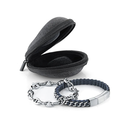 ITALGEM STEEL COMBO STEEL & BLUE LEATHER WITH TRAVEL CASE
