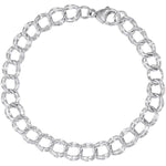 Sterling Large Double Link Dapped Curb Classic Bracelet