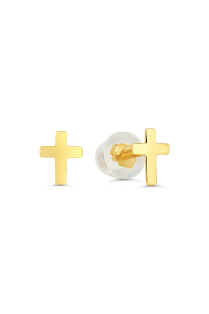 10kt Gold Cross Baby Stud Earrings