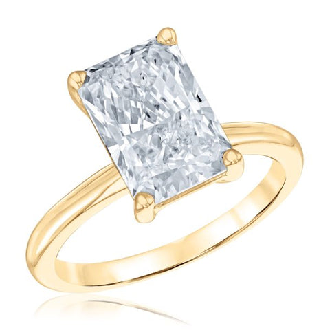 Lab Created Diamond Radiant Solitaire Ring 14kt - 4.00ct