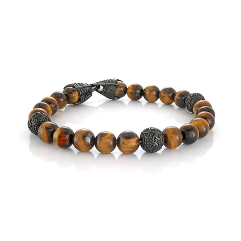 ITALGEM TIGER'S-EYE BEADED BRACELET