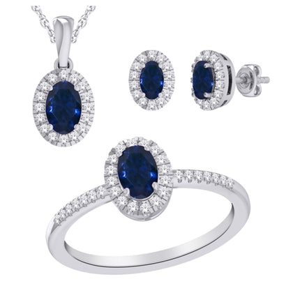 White Gold Sapphire & Diamond Set