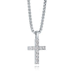 ITALGEM 3MM WHITE CZ CROSS NECKLACE