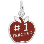 Sterling Silver Number One Teacher Apple Pendant