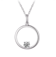 Sterling Silver Crystal Circle Necklace