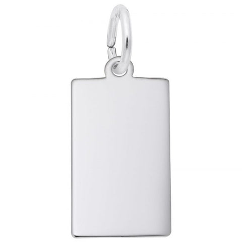 Sterling Silver Small Rectangle Dog Tag Pendant