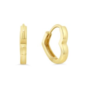 Yellow Gold Heart Shaped Hoop Earrings