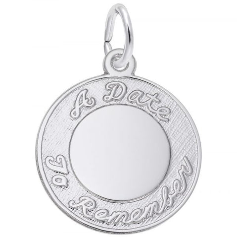Sterling Silver A Date to Remember Script Disc Pendant