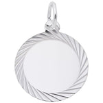 Sterling Silver Small Diamond Faceted Disc Pendant