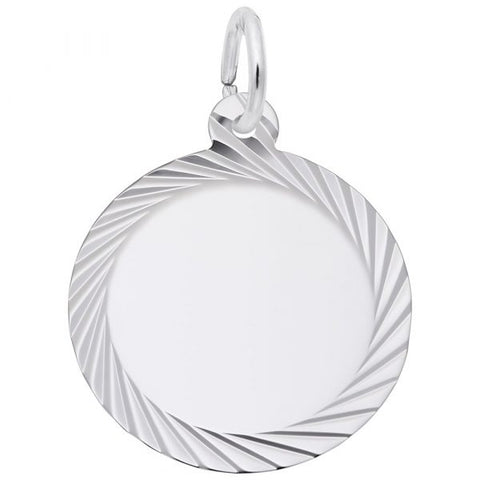 Sterling Silver Small Diamond Faceted Disc Pendant