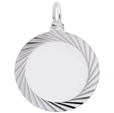 Sterling Silver Large Diamond Faceted Disc Pendant