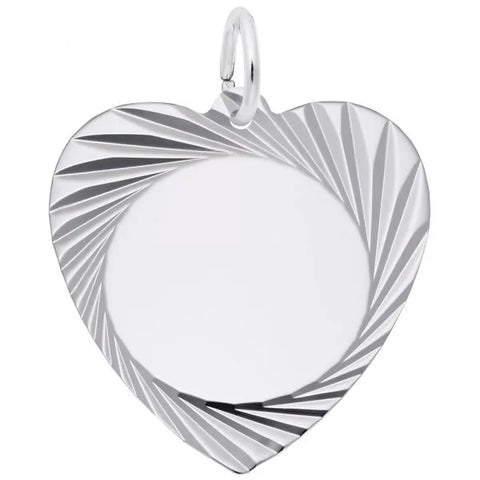 Sterling Silver Medium Diamond Faceted Heart Pendant