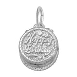 Sterling Silver Happy Birthday Cake Pendant