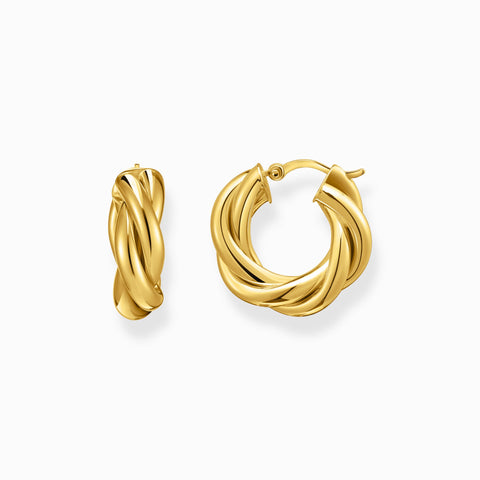 THOMAS SABO Gold-plated hoop earrings in intertwined design