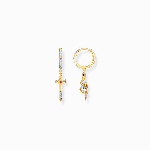 THOMAS SABO Gold-plated Sword Snake hoop earrings