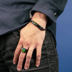 KORITE Midnight Ammolite Ring in Matte Black Titanium