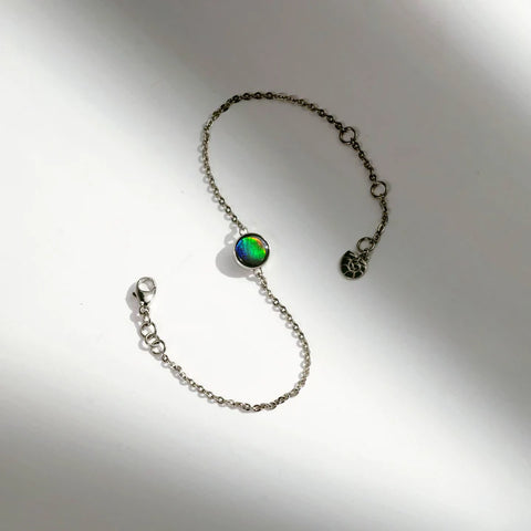 KORITE Essentials round ammolite bracelet in sterling silver