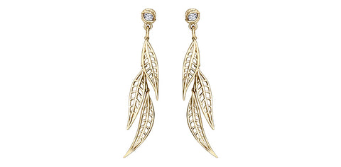 Maple Leaf Diamonds - Leaf Dangle Earrings