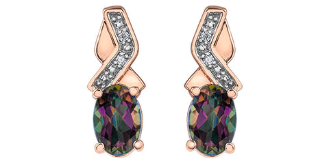 10kt Rose Gold Mystic Topaz & Diamond Earrings