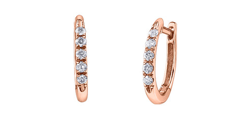 10kt Rose Gold Diamond Hoop Earrings