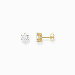 THOMAS SABO Gold-plated ear studs with big, white zirconia