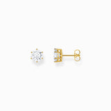 THOMAS SABO Gold-plated ear studs with big, white zirconia