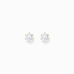 THOMAS SABO Gold-plated ear studs with big, white zirconia