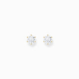 THOMAS SABO Gold-plated ear studs with big, white zirconia