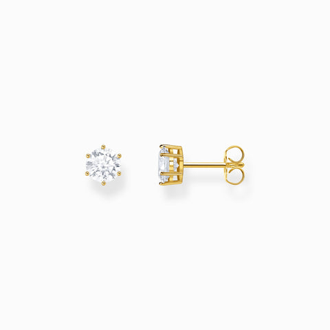 THOMAS SABO Gold-plated ear studs with white zirconia in brilliant cut